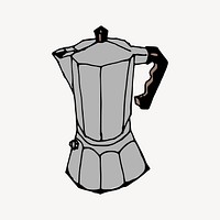 Moka pot clipart, object illustration. Free public domain CC0 image.