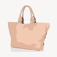 Beige women's handbag clipart, fashion, watercolor illustration. Free public domain CC0 image.