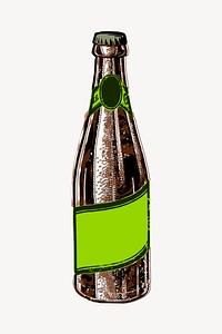 Champagne bottle clipart, object illustration. Free public domain CC0 image.