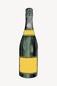 Champagne bottle clipart, object illustration vector. Free public domain CC0 image.