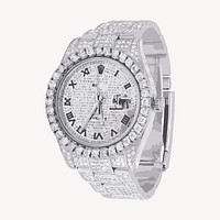 Diamond wristwatch clipart, accessory illustration vector. Free public domain CC0 image.