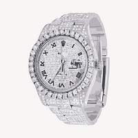 Diamond wristwatch sticker, accessory illustration psd. Free public domain CC0 image.