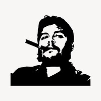 Che Guevara smoking drawing, famous person illustration psd. Free public domain CC0 image.