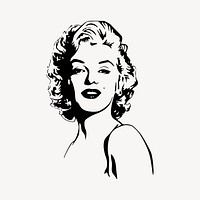 Marilyn Monroe drawing, famous actress portrait illustration. Free public domain CC0 image.