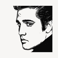 Elvis Presley drawing, famous singer portrait vector. Free public domain CC0 image.