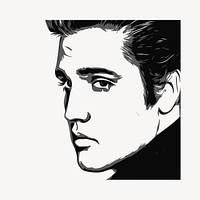 Elvis Presley drawing, famous singer portrait illustration. Free public domain CC0 image.