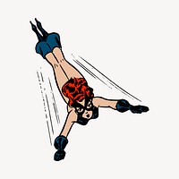 Woman superhero clipart, comic illustration. Free public domain CC0 image.