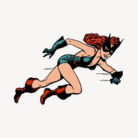 Woman superhero clipart, comic illustration vector. Free public domain CC0 image.