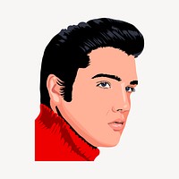 Elvis Presley clipart, famous singer portrait illustration. Free public domain CC0 image.