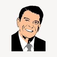 Ronald Reagan clipart, US president portrait vector. Free public domain CC0 image.