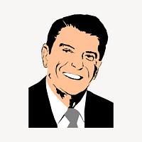Ronald Reagan sticker, US president illustration psd. Free public domain CC0 image.