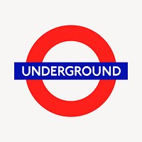 Underground sign clipart, British transportation illustration vector. Free public domain CC0 image.