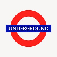 Underground sign clipart, British transportation illustration. Free public domain CC0 image.