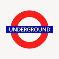 Underground sign sticker, British transportation illustration psd. Free public domain CC0 image.