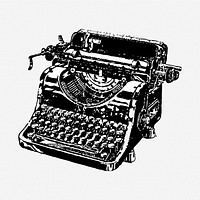 Typewriter drawing, vintage machine illustration vector. Free public domain CC0 image.