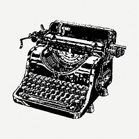 Typewriter drawing, vintage machine illustration psd. Free public domain CC0 image.