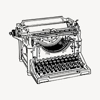 Typewriter drawing, vintage machine illustration vector. Free public domain CC0 image.