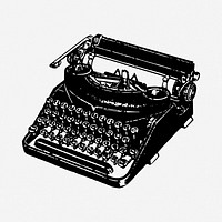 Typewriter drawing, vintage machine illustration vector. Free public domain CC0 image.