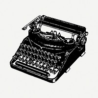 Typewriter drawing, vintage machine illustration psd. Free public domain CC0 image.