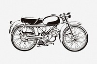 Classic motorcycle drawing, vehicle illustration. Free public domain CC0 image.