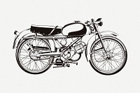 Classic motorcycle drawing, vehicle illustration psd. Free public domain CC0 image.