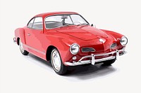 Red classic car clipart, vehicle illustration vector. Free public domain CC0 image.