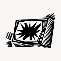 Broken television clipart, vintage illustration vector. Free public domain CC0 image.