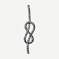 Rope knot drawing, vintage divider illustration psd. Free public domain CC0 image.