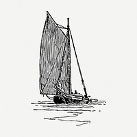 Sailing ship drawing, vintage vehicle illustration psd. Free public domain CC0 image.