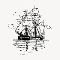 Sailing ship clipart, vintage vehicle illustration vector. Free public domain CC0 image.