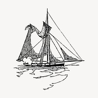 Sailing ship clipart, vintage vehicle illustration vector. Free public domain CC0 image.