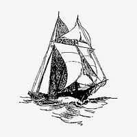 Sailing ship clipart, vintage vehicle illustration vector. Free public domain CC0 image.