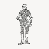 Knight armour clipart, vintage illustration vector. Free public domain CC0 image.