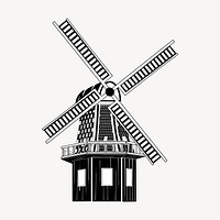 Windmill clipart, vintage architecture illustration vector. Free public domain CC0 image.