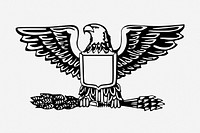 Eagle badge clipart, vintage animal illustration vector. Free public domain CC0 image.