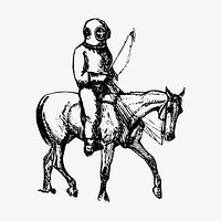 Diver riding horse clipart, vintage illustration vector. Free public domain CC0 image.