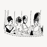 Classy ladies clipart, vintage fashion illustration vector. Free public domain CC0 image.