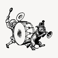 Girl playing drum clipart, marching band illustration vector. Free public domain CC0 image.