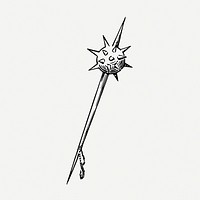 Mace drawing, medieval weapon illustration psd. Free public domain CC0 image.