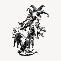 Jester clipart, medieval entertainment illustration vector. Free public domain CC0 image.