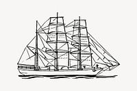 Ship drawing, maritime illustration vector. Free public domain CC0 image.