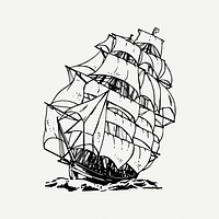 Ship collage element, maritime illustration psd. Free public domain CC0 image.
