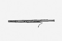 Basson, musical instrument illustration. Free public domain CC0 image.