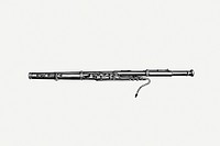 Basson collage element, musical instrument illustration psd. Free public domain CC0 image.