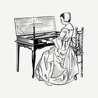 Pianist drawing, Victorian era illustration psd. Free public domain CC0 image.