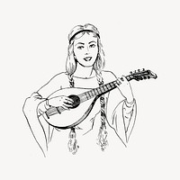 Mandolin player clipart, musical instrument illustration vector. Free public domain CC0 image.