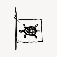 Turtle flag clipart, animal illustration vector. Free public domain CC0 image.