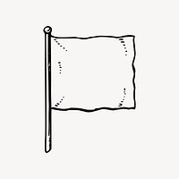 Blank flag clipart, black and white illustration vector. Free public domain CC0 image.