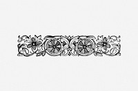 Antique ornamental illustration in black and white. Free public domain CC0 image.