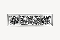 Vintage decorative collage element, black and white illustration vector. Free public domain CC0 image.